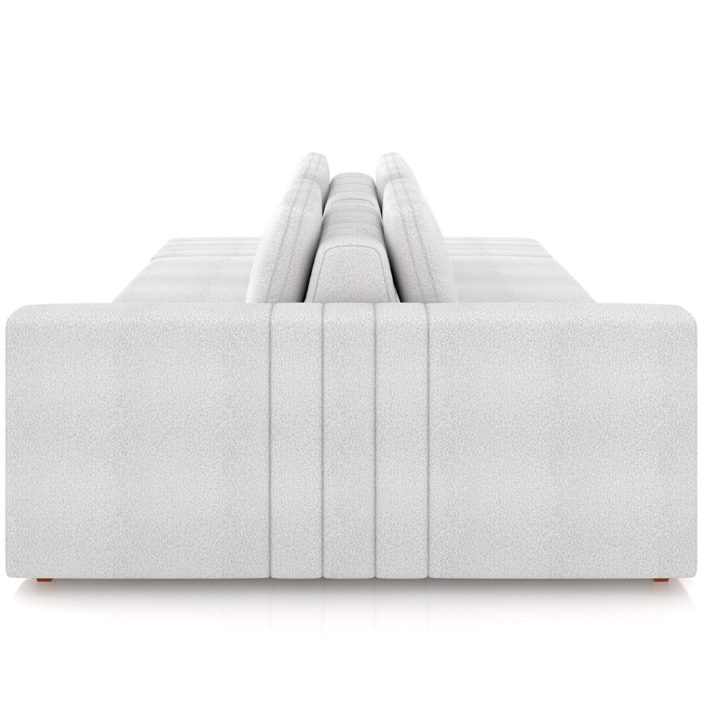 Sofá Ilha com Puff para Sala Living 265cm Amber M03 Bouclê Branco - Lyam Decor