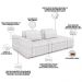 Sofá Ilha com Puff para Sala Living 285cm Amber M03 Bouclê Branco - Lyam Decor