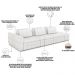 Sofá Ilha com Puff para Sala Living 335cm Amber M03 Bouclê Branco - Lyam Decor