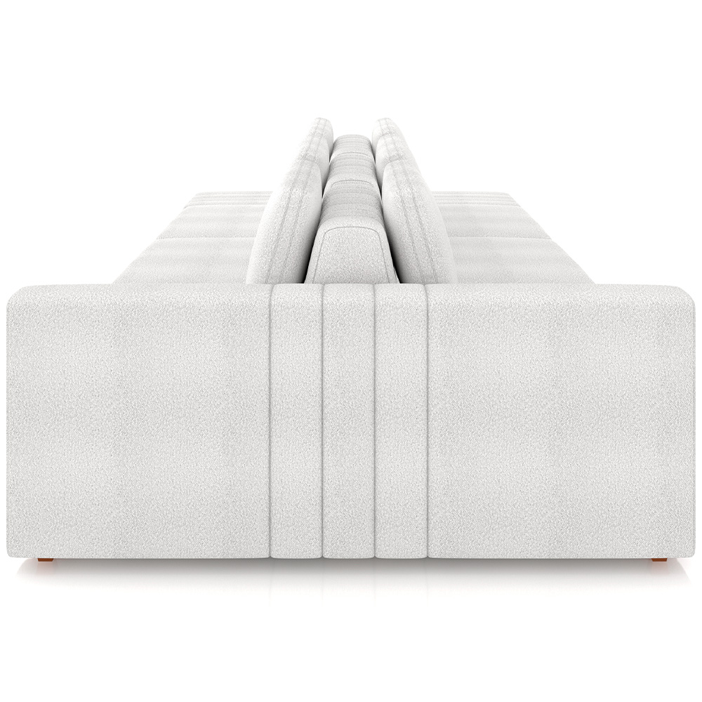Sofá Ilha com Puff para Sala Living 395cm Amber M03 Bouclê Branco - Lyam Decor