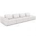 Sofá Ilha com Puff para Sala Living 425cm Amber M03 Bouclê Branco - Lyam Decor