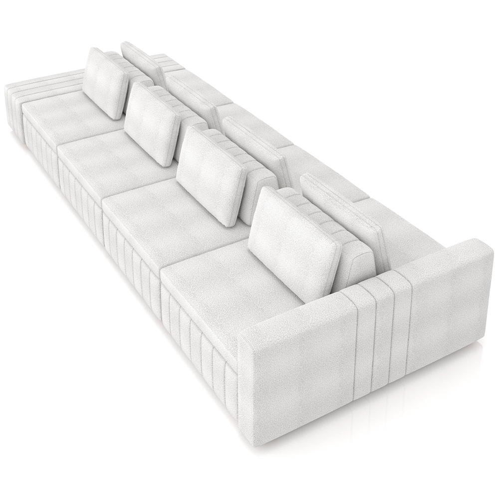 Sofá Ilha com Puff para Sala Living 425cm Amber M03 Bouclê Branco - Lyam Decor