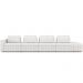 Sofá Ilha com Puff para Sala Living 465cm Amber M03 Bouclê Branco - Lyam Decor