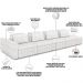 Sofá Ilha com Puff para Sala Living 465cm Amber M03 Bouclê Branco - Lyam Decor