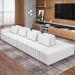 Sofá Ilha com Puff para Sala Living 505cm Amber M03 Bouclê Branco - Lyam Decor
