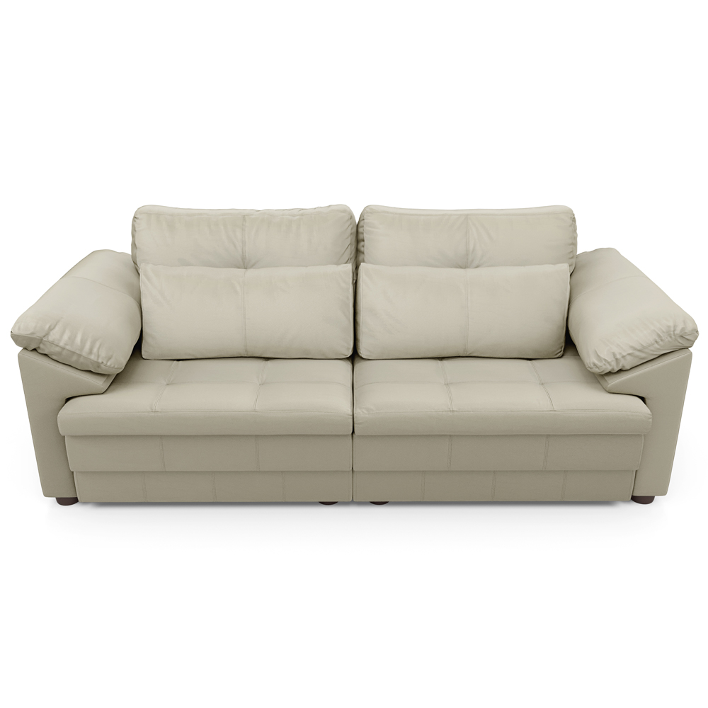 Sofá Retrátil Para Sala de Estar 2 Lugares 175cm Riza S03 Couro Bege Pérola - Lyam Decor