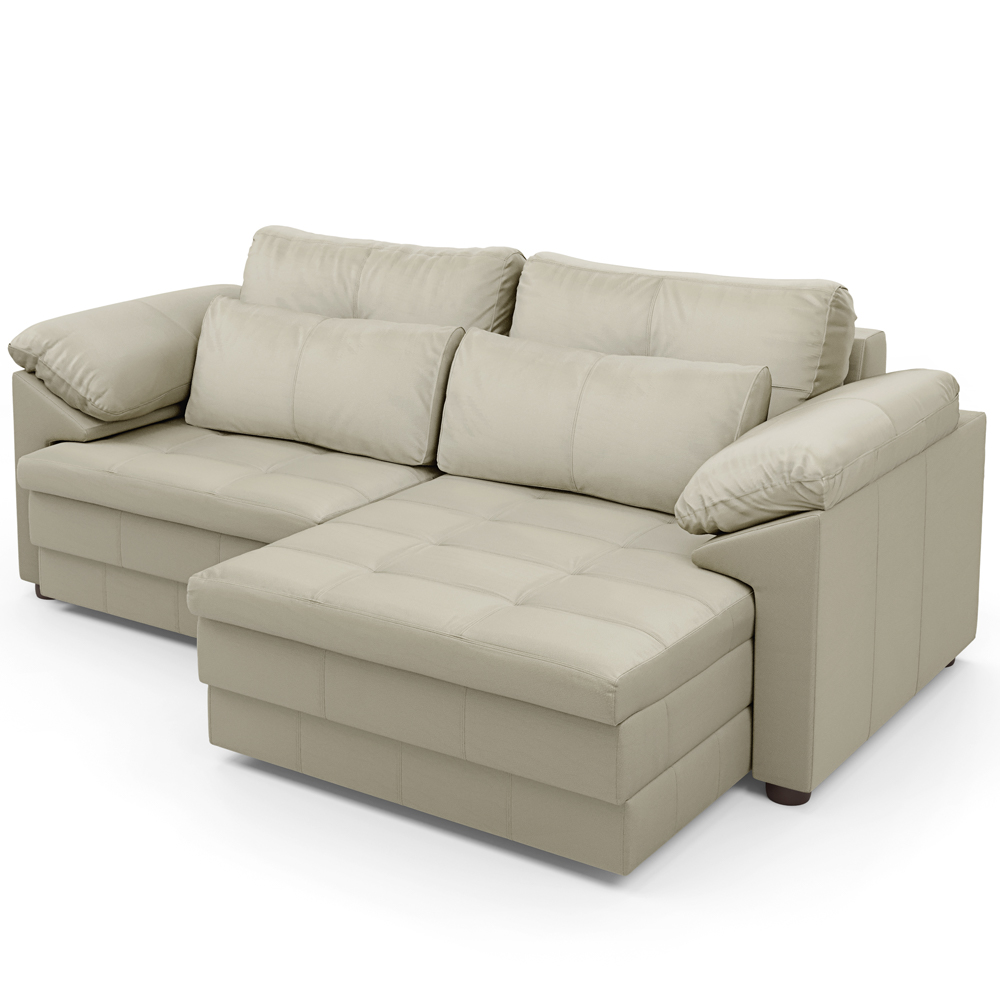 Sofá Retrátil Para Sala de Estar 2 Lugares 175cm Riza S03 Couro Bege Pérola - Lyam Decor