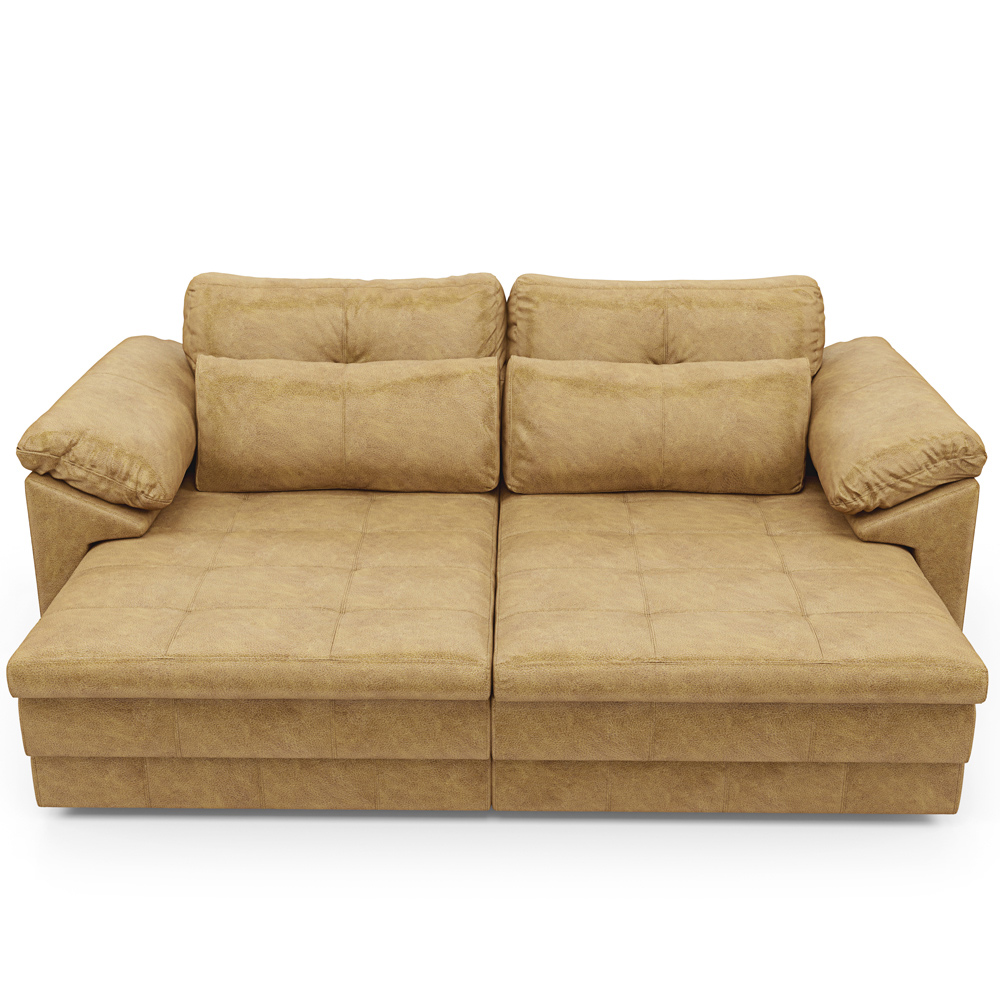 Sofá Retrátil Para Sala de Estar 2 Lugares 175cm Riza S03 Couro Soft Bege - Lyam Decor