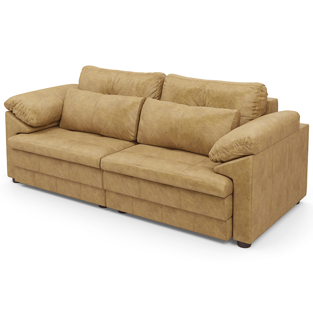 Sofá Retrátil Para Sala de Estar 2 Lugares 175cm Riza S03 Couro Soft Bege - Lyam Decor