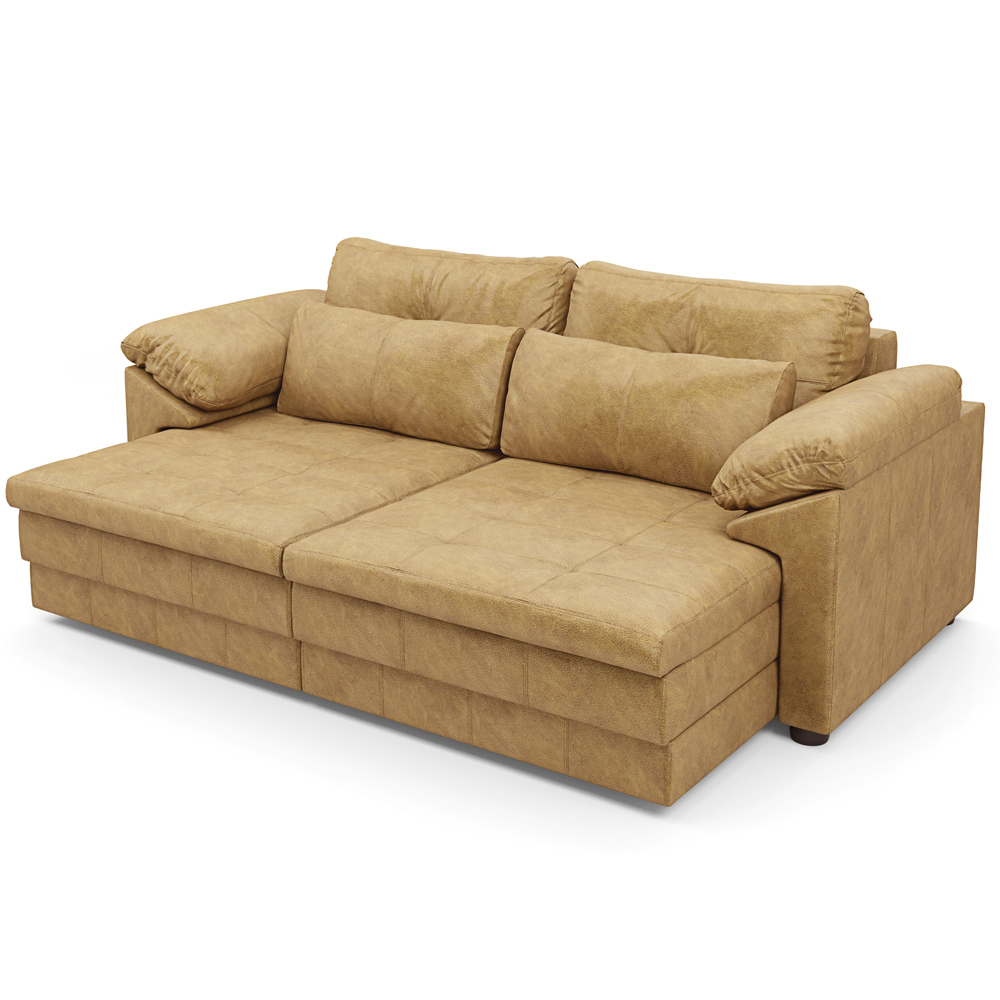Sofá Retrátil Para Sala de Estar 2 Lugares 175cm Riza S03 Couro Soft Bege - Lyam Decor