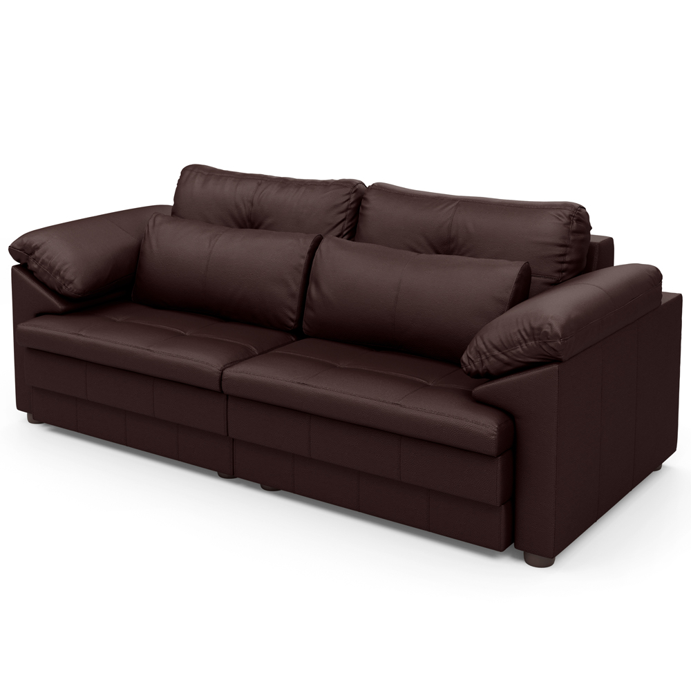 Sofá Retrátil Para Sala de Estar 3 Lugares 250cm Riza S03 Couro Caramelo - Lyam Decor