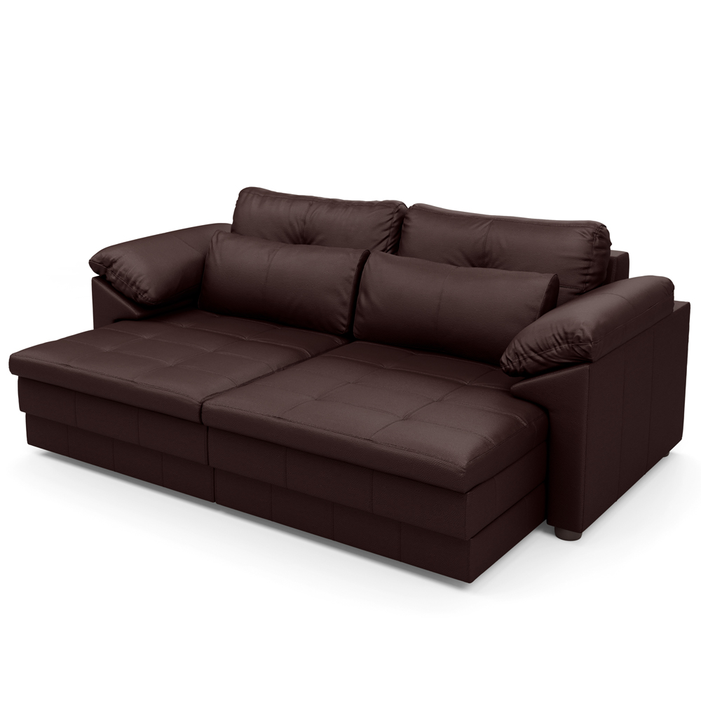 Sofá Retrátil Para Sala de Estar 3 Lugares 250cm Riza S03 Couro Caramelo - Lyam Decor