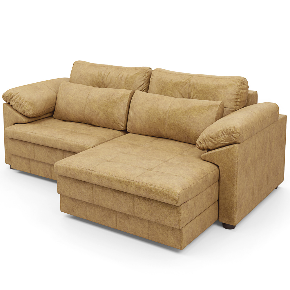 Sofá Retrátil Para Sala de Estar 3 Lugares 250cm Riza S03 Couro Soft Bege - Lyam Decor