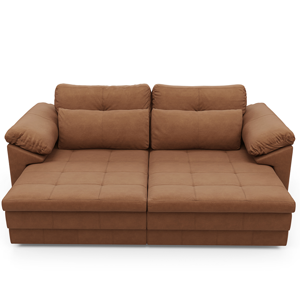 Sofá Retrátil Para Sala de Estar 3 Lugares 250cm Riza S03 Couro Soft Mel - Lyam Decor