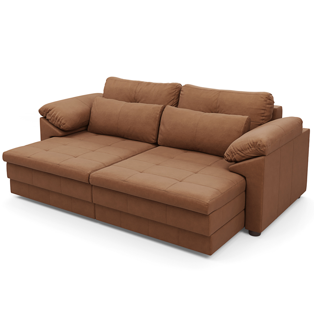Sofá Retrátil Para Sala de Estar 3 Lugares 250cm Riza S03 Couro Soft Mel - Lyam Decor