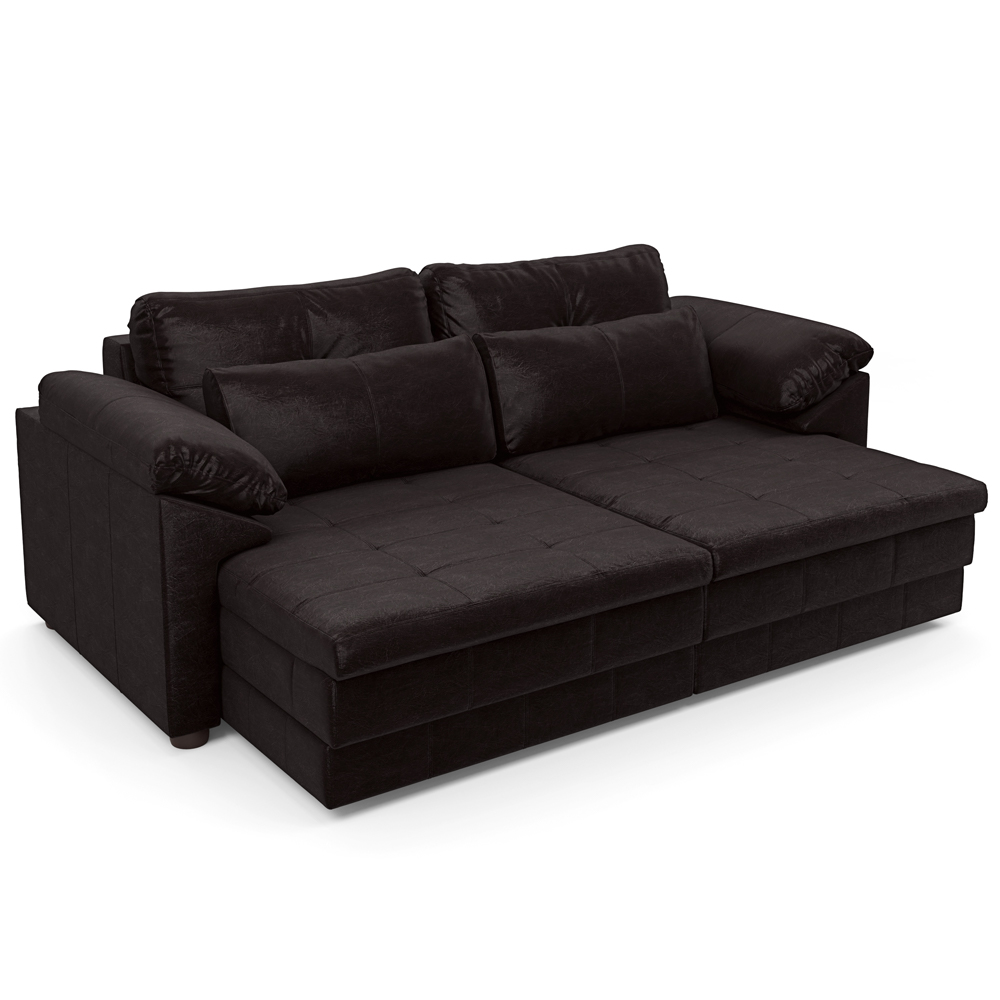 Sofá Retrátil Para Sala de Estar 3 Lugares 250cm Riza S03 Couro Vinho - Lyam Decor