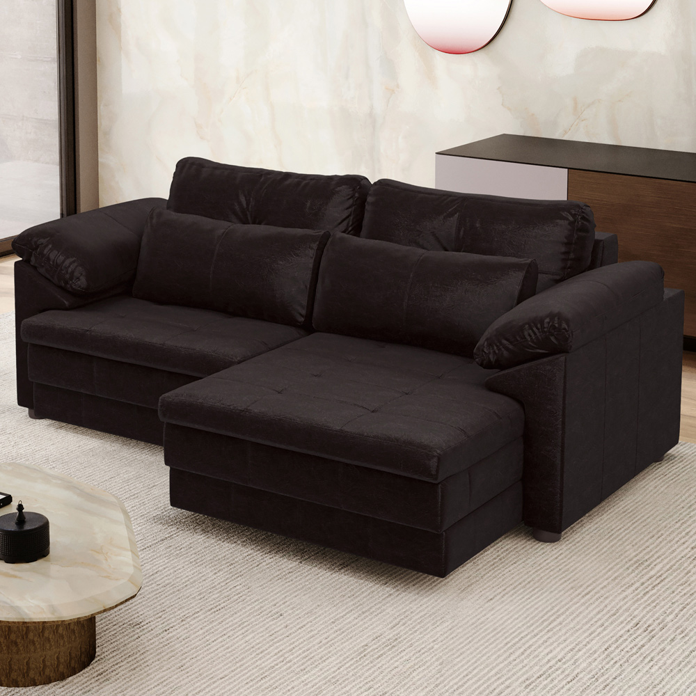 Sofá Retrátil Para Sala de Estar 3 Lugares 250cm Riza S03 Couro Vinho - Lyam Decor