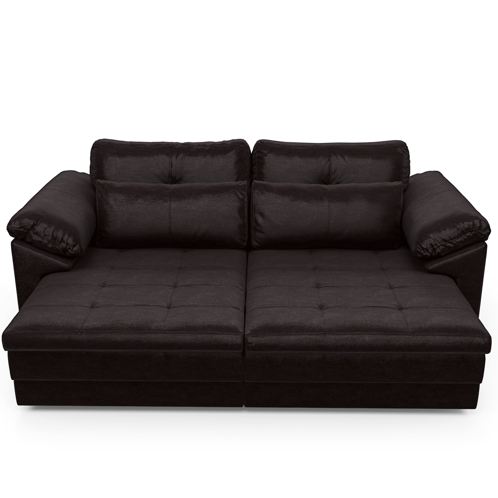 Sofá Retrátil Para Sala de Estar 3 Lugares 250cm Riza S03 Couro Vinho - Lyam Decor