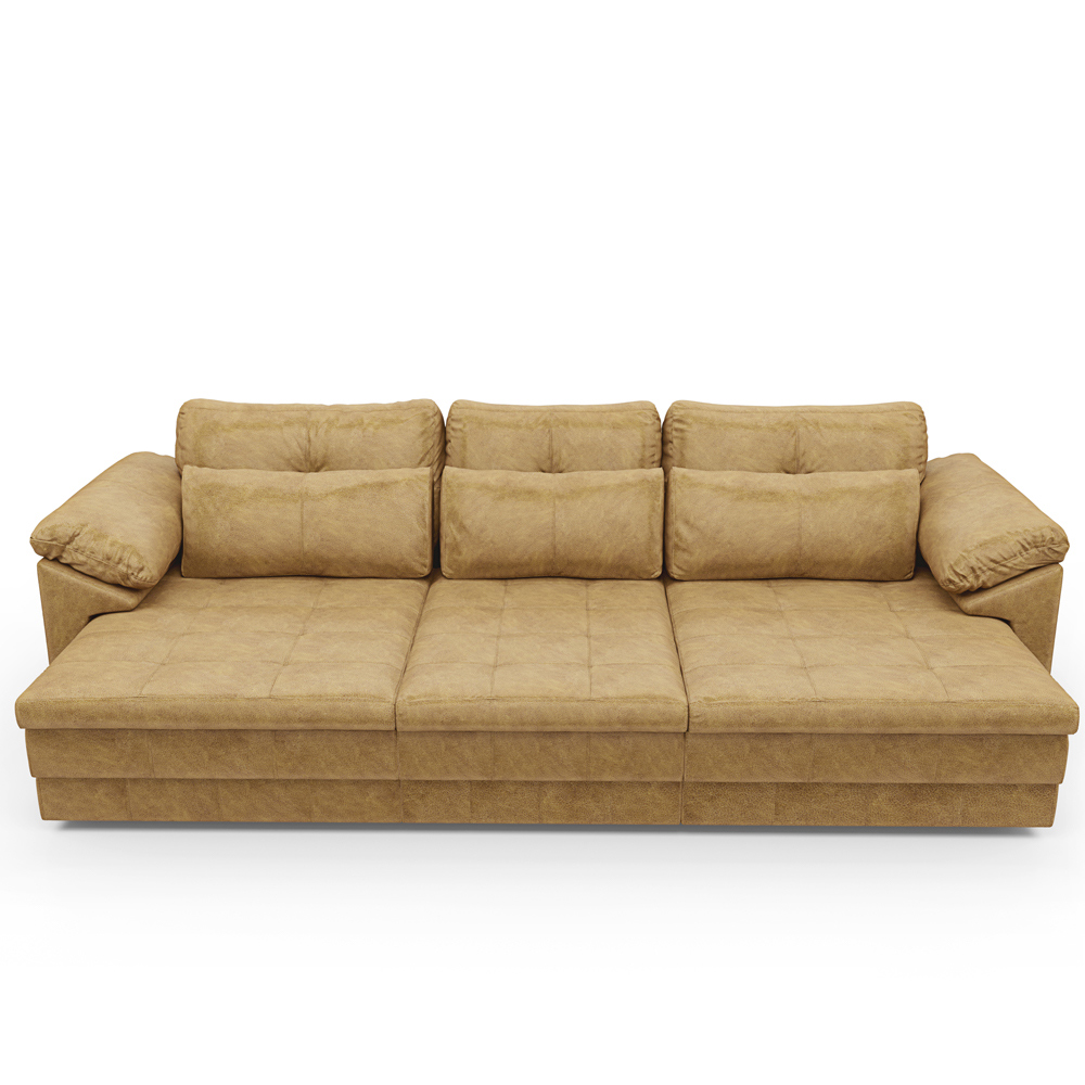 Sofá Retrátil Para Sala de Estar 3 Lugares 257cm Riza S03 Couro Soft Bege - Lyam Decor