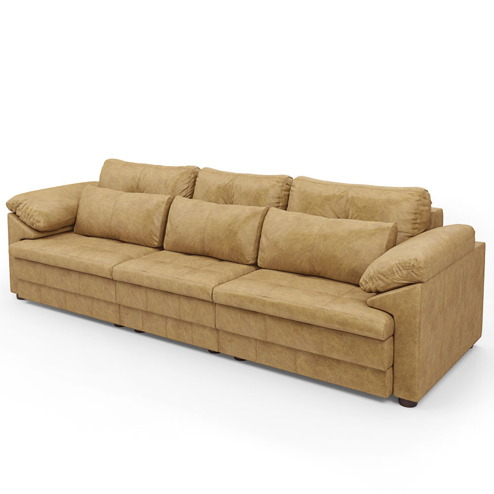 Sofá Retrátil Para Sala de Estar 3 Lugares 257cm Riza S03 Couro Soft Bege - Lyam Decor