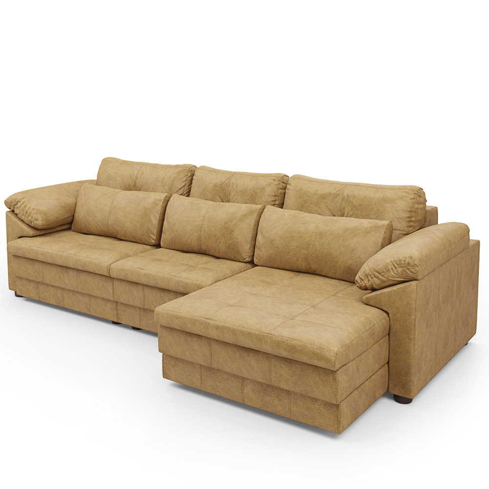 Sofá Retrátil Para Sala de Estar 3 Lugares 257cm Riza S03 Couro Soft Bege - Lyam Decor