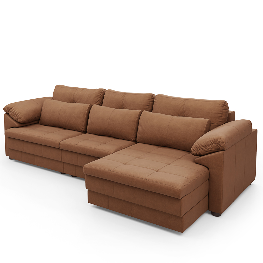 Sofá Retrátil Para Sala de Estar 3 Lugares 257cm Riza S03 Couro Soft Mel - Lyam Decor