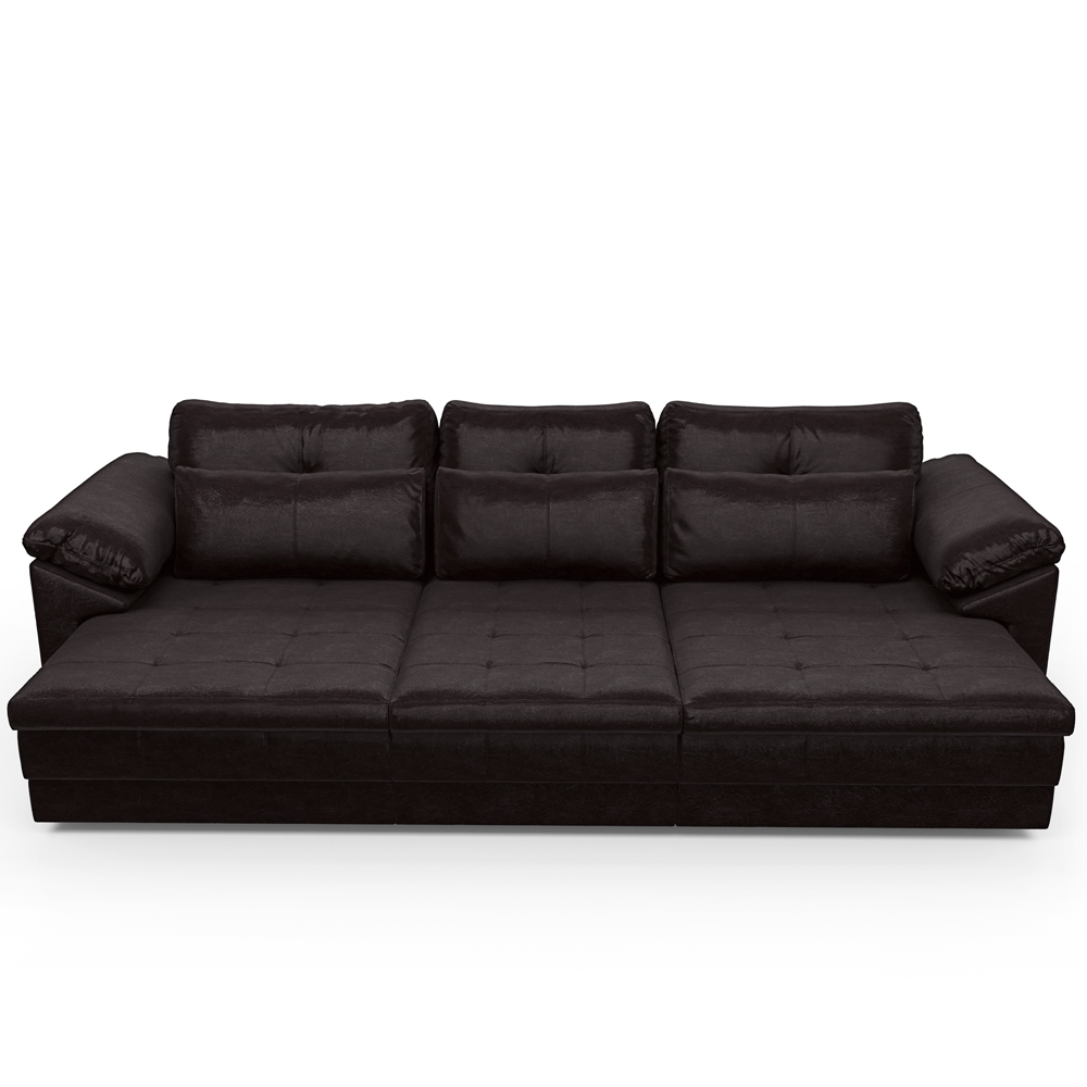 Sofá Retrátil Para Sala de Estar 3 Lugares 257cm Riza S03 Couro Vinho - Lyam Decor