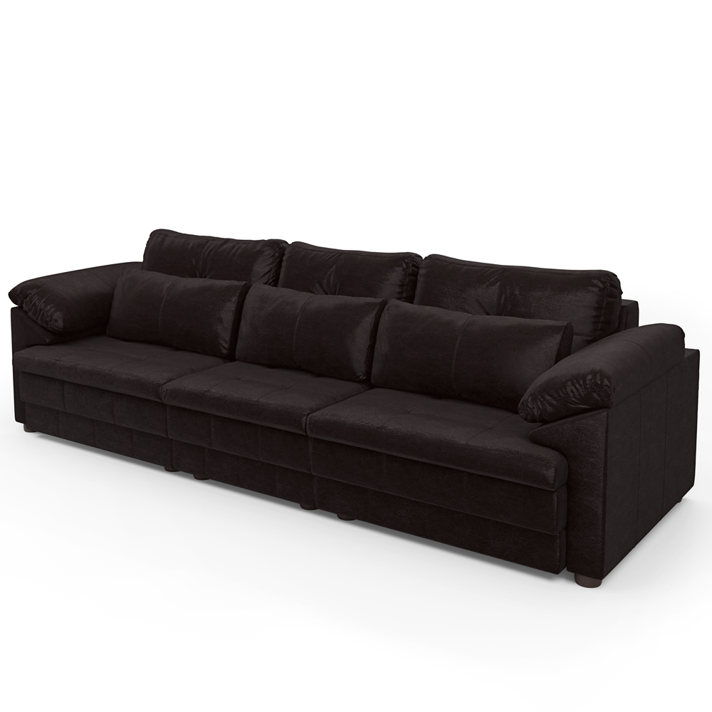 Sofá Retrátil Para Sala de Estar 3 Lugares 257cm Riza S03 Couro Vinho - Lyam Decor