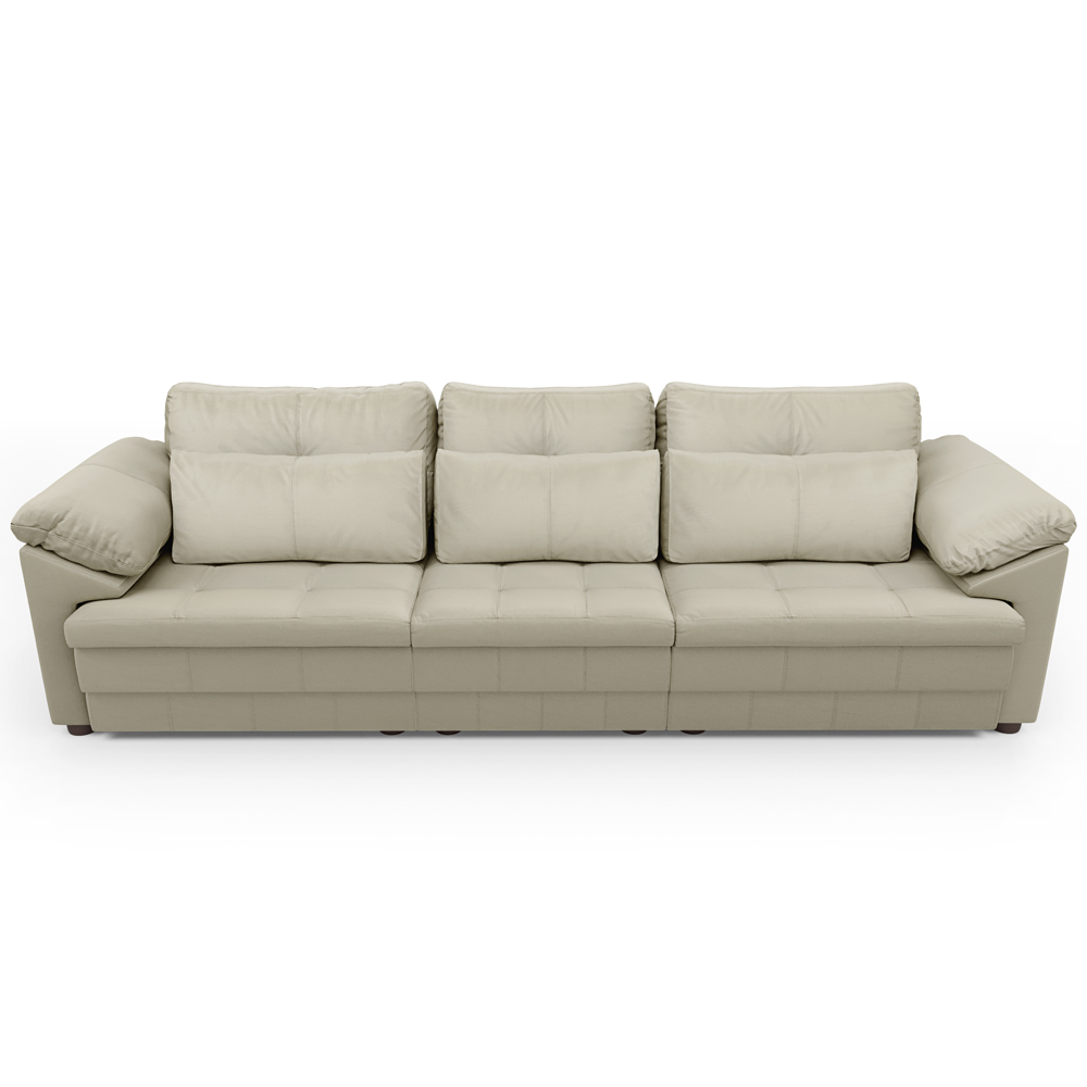 Sofá Retrátil Para Sala de Estar 4 Lugares 297cm Riza S03 Couro Bege Pérola - Lyam Decor