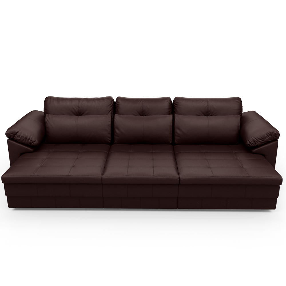 Sofá Retrátil Para Sala de Estar 4 Lugares 297cm Riza S03 Couro Caramelo - Lyam Decor