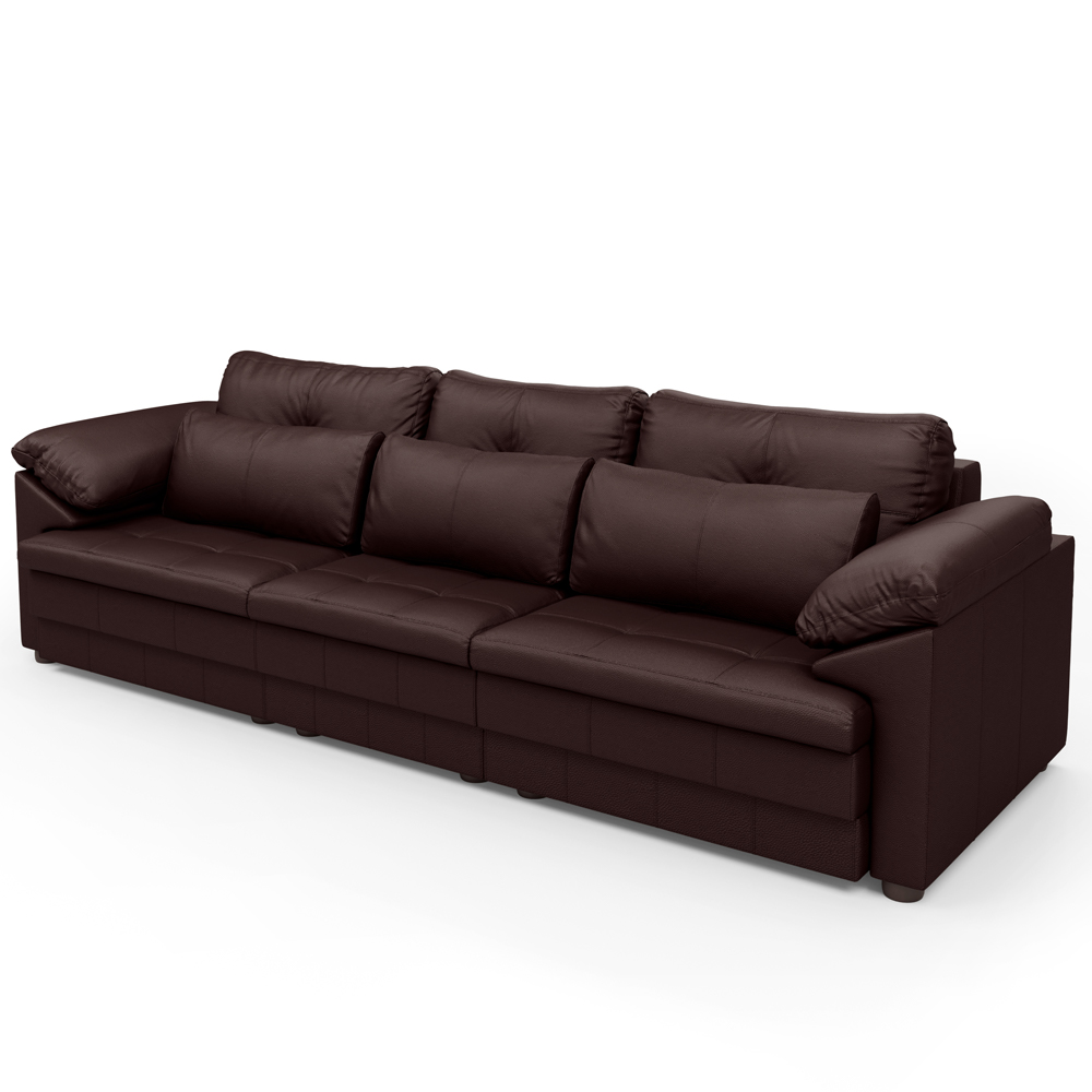 Sofá Retrátil Para Sala de Estar 4 Lugares 297cm Riza S03 Couro Caramelo - Lyam Decor