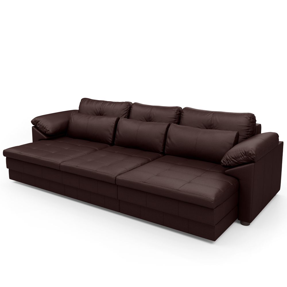 Sofá Retrátil Para Sala de Estar 4 Lugares 297cm Riza S03 Couro Caramelo - Lyam Decor
