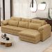 Sofá Retrátil Para Sala de Estar 4 Lugares 297cm Riza S03 Couro Soft Bege - Lyam Decor