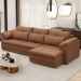 Sofá Retrátil Para Sala de Estar 4 Lugares 297cm Riza S03 Couro Soft Mel - Lyam Decor