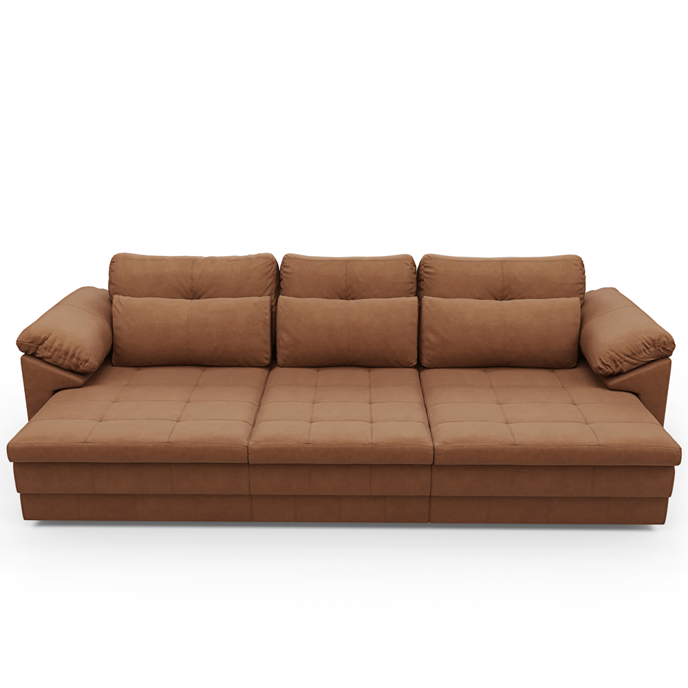 Sofá Retrátil Para Sala de Estar 4 Lugares 297cm Riza S03 Couro Soft Mel - Lyam Decor