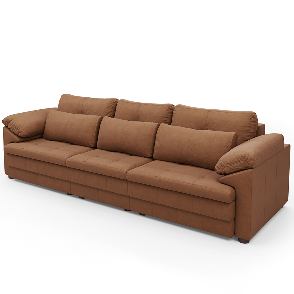 Sofá Retrátil Para Sala de Estar 4 Lugares 297cm Riza S03 Couro Soft Mel - Lyam Decor