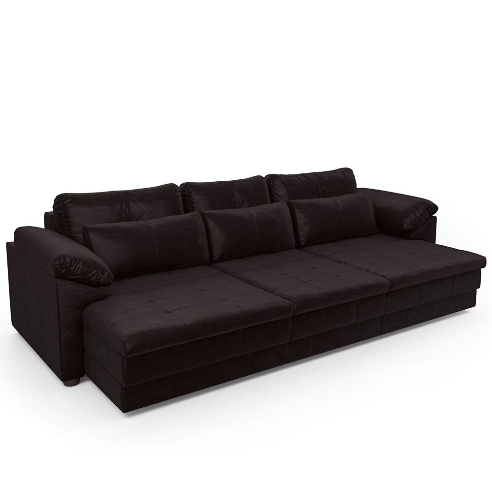 Sofá Retrátil Para Sala de Estar 4 Lugares 297cm Riza S03 Couro Vinho - Lyam Decor