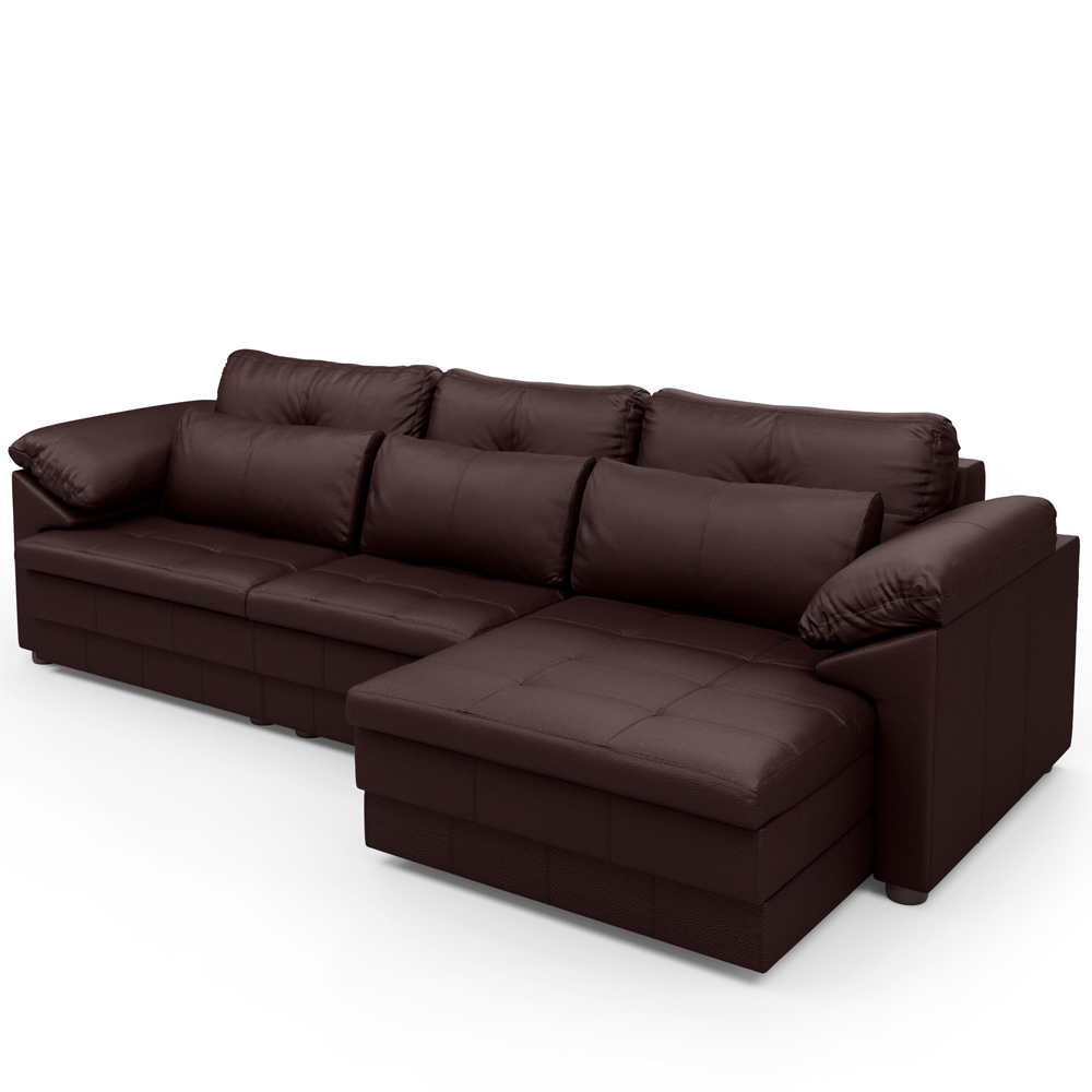 Sofá Retrátil Para Sala de Estar 4 Lugares 332cm Riza S03 Couro Caramelo - Lyam Decor