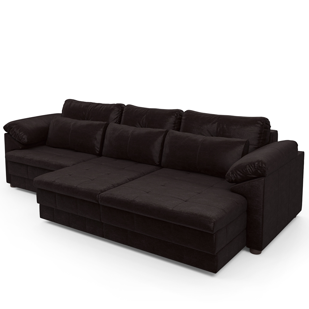 Sofá Retrátil Para Sala de Estar 4 Lugares 332cm Riza S03 Couro Vinho - Lyam Decor