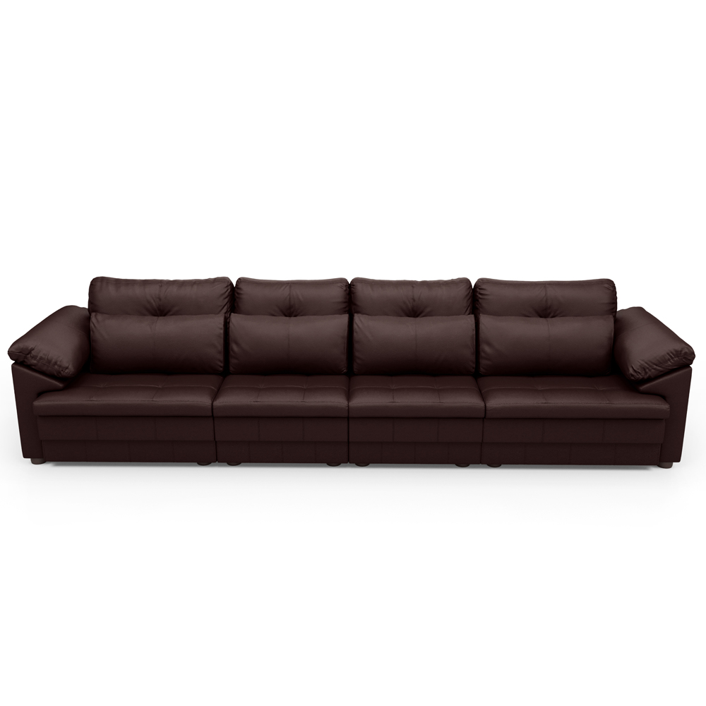 Sofá Retrátil Para Sala de Estar 4 Lugares 339cm Riza S03 Couro Caramelo - Lyam Decor