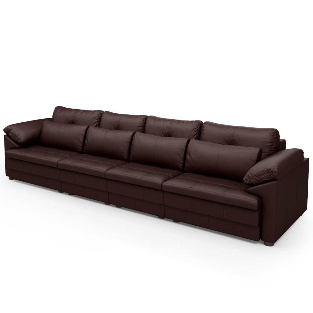 Sofá Retrátil Para Sala de Estar 4 Lugares 339cm Riza S03 Couro Caramelo - Lyam Decor