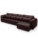 Sofá Retrátil Para Sala de Estar 4 Lugares 339cm Riza S03 Couro Caramelo - Lyam Decor