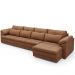 Sofá Retrátil Para Sala de Estar 4 Lugares 339cm Riza S03 Couro Soft Mel - Lyam Decor