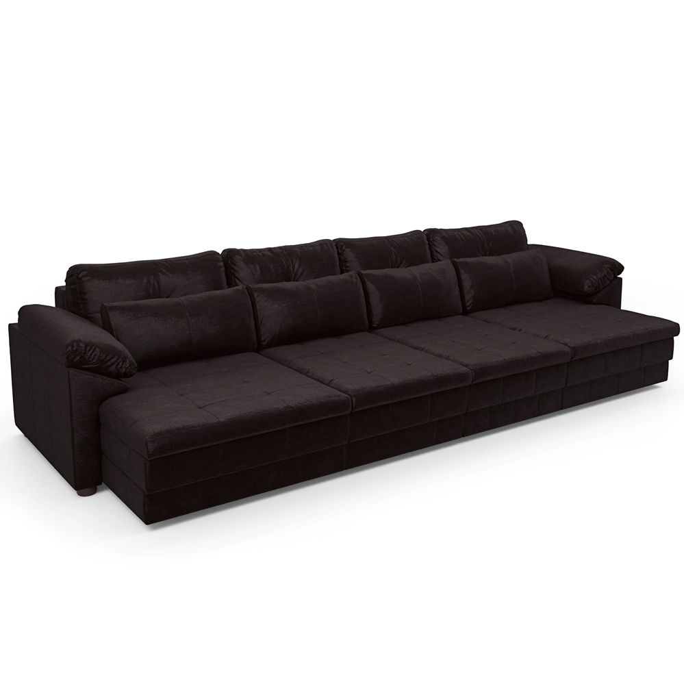 Sofá Retrátil Para Sala de Estar 4 Lugares 339cm Riza S03 Couro Vinho - Lyam Decor