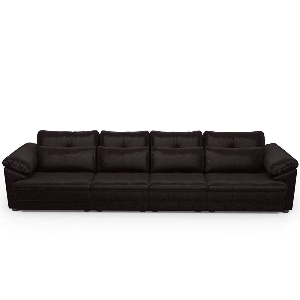 Sofá Retrátil Para Sala de Estar 4 Lugares 339cm Riza S03 Couro Vinho - Lyam Decor