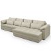 Sofá Retrátil Para Sala de Estar 5 Lugares 379cm Riza S03 Couro Bege Pérola - Lyam Decor