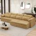 Sofá Retrátil Para Sala de Estar 5 Lugares 379cm Riza S03 Couro Soft Bege - Lyam Decor
