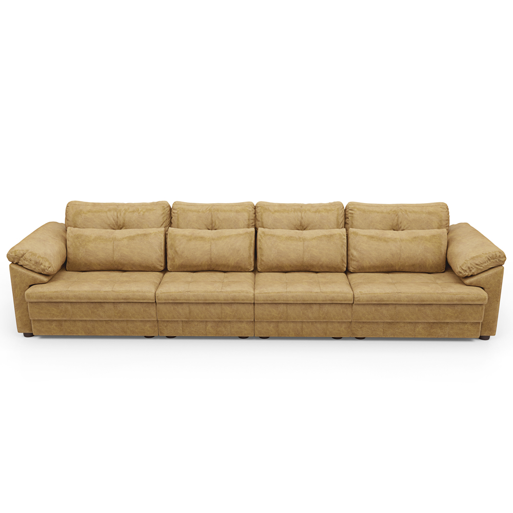 Sofá Retrátil Para Sala de Estar 5 Lugares 379cm Riza S03 Couro Soft Bege - Lyam Decor