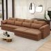 Sofá Retrátil Para Sala de Estar 5 Lugares 379cm Riza S03 Couro Soft Mel - Lyam Decor