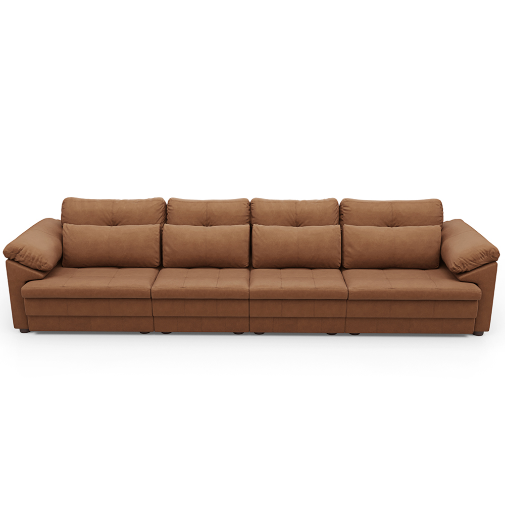 Sofá Retrátil Para Sala de Estar 5 Lugares 379cm Riza S03 Couro Soft Mel - Lyam Decor